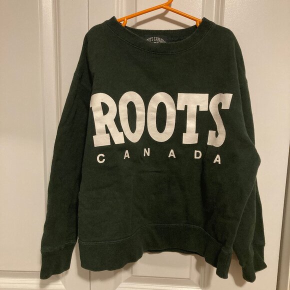 Kids' Roots Canada Forest Green Crewneck, Size 10 - Picture 1 of 4